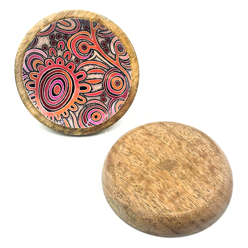 Round Wood Trinket Dish - 10x1cm-BGD785
