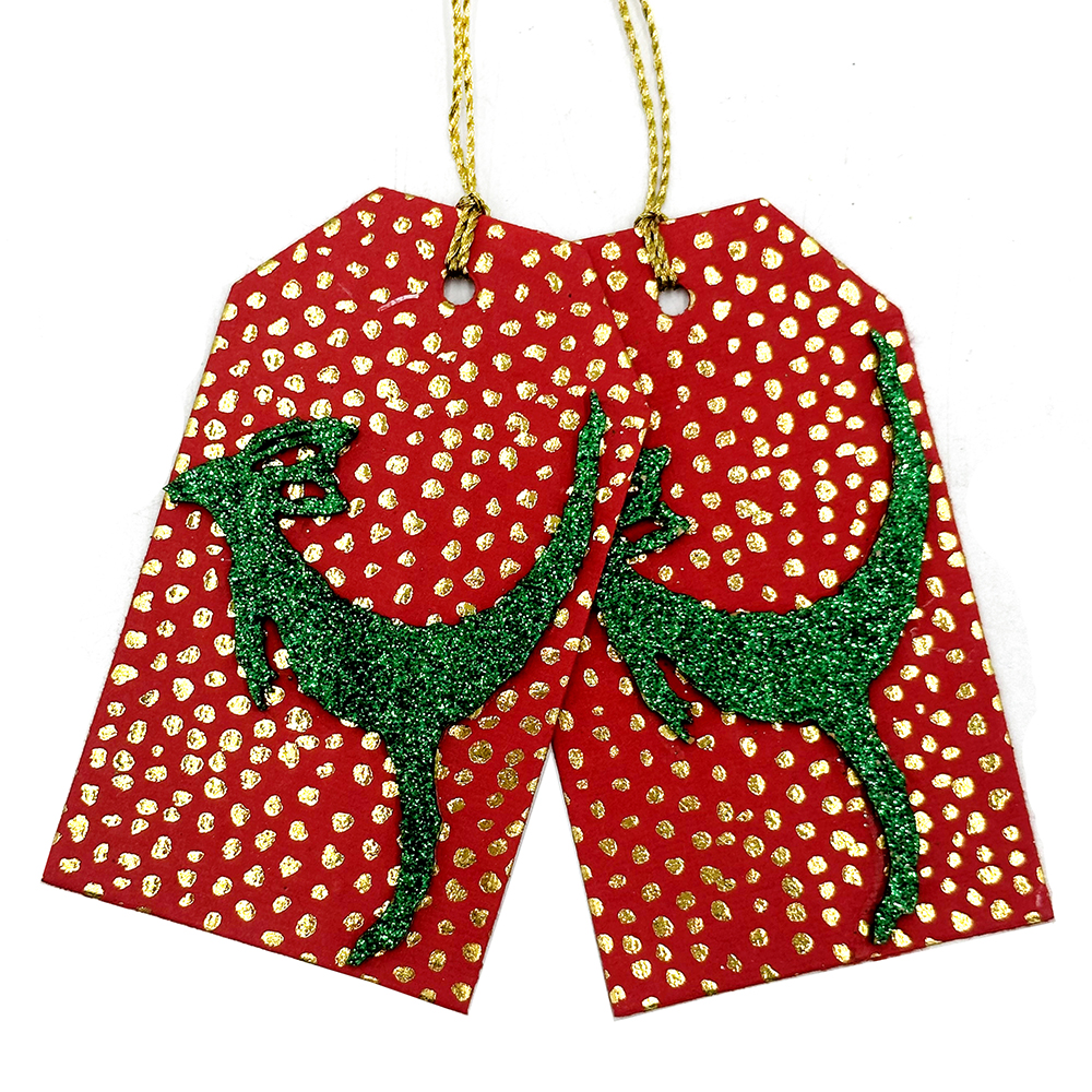 Glitter Gift Tag x 2 - 10.5x6cm - CVAROO