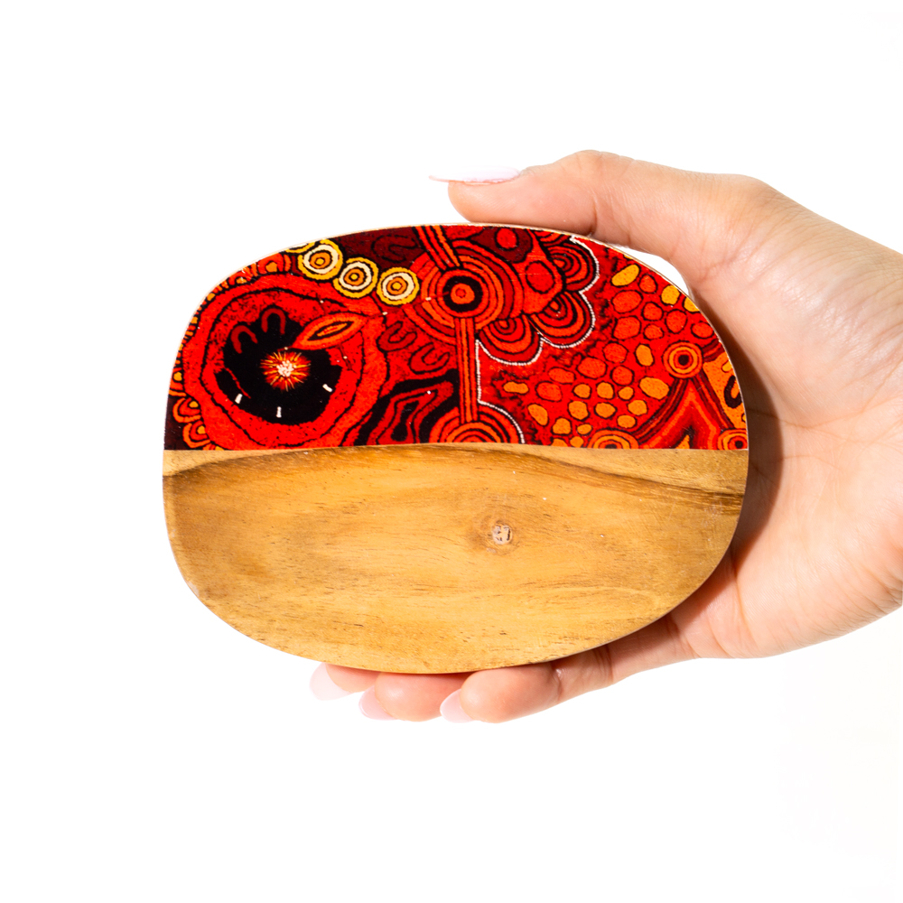 ACACIA WOOD TRINKET DISH- 10 x 13cm-DYM993