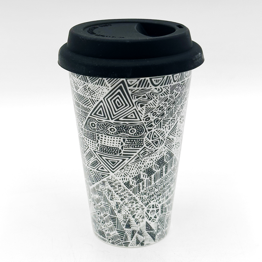 Porcelain Insulated Travel Mug - 380ml (13oz)-SIT179