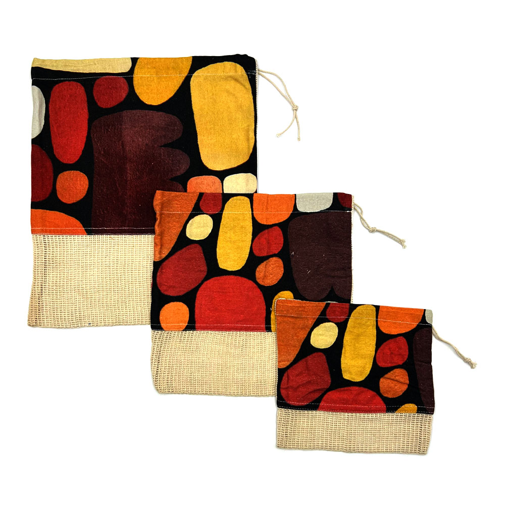 PRODUCE BAGS x 3 - 30x35cm/25x25cm/20x20cm -KZI324