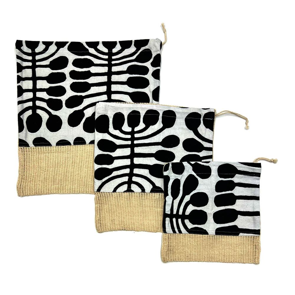 PRODUCE BAGS x 3 - 30x35cm/25x25cm/20x20cm -MNB339