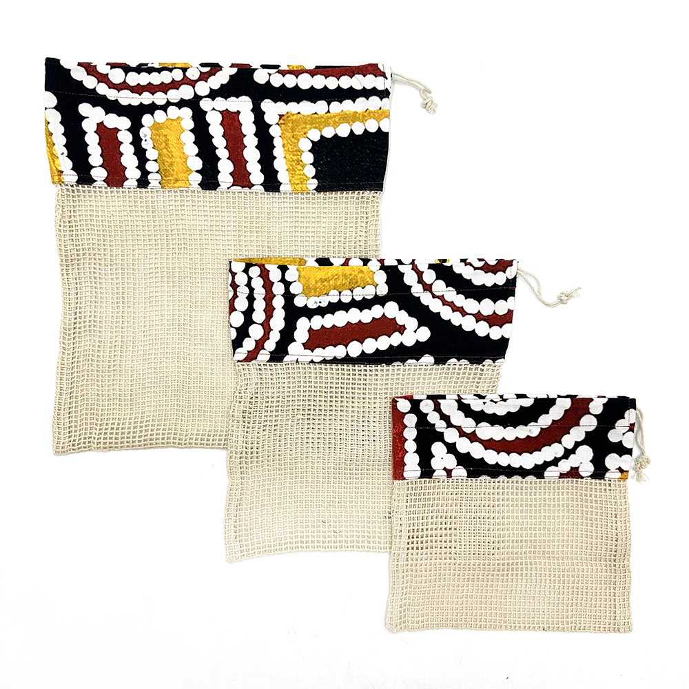 PRODUCE BAGS x 3 - 30x35cm/25x25cm/20x20cm -SJU303