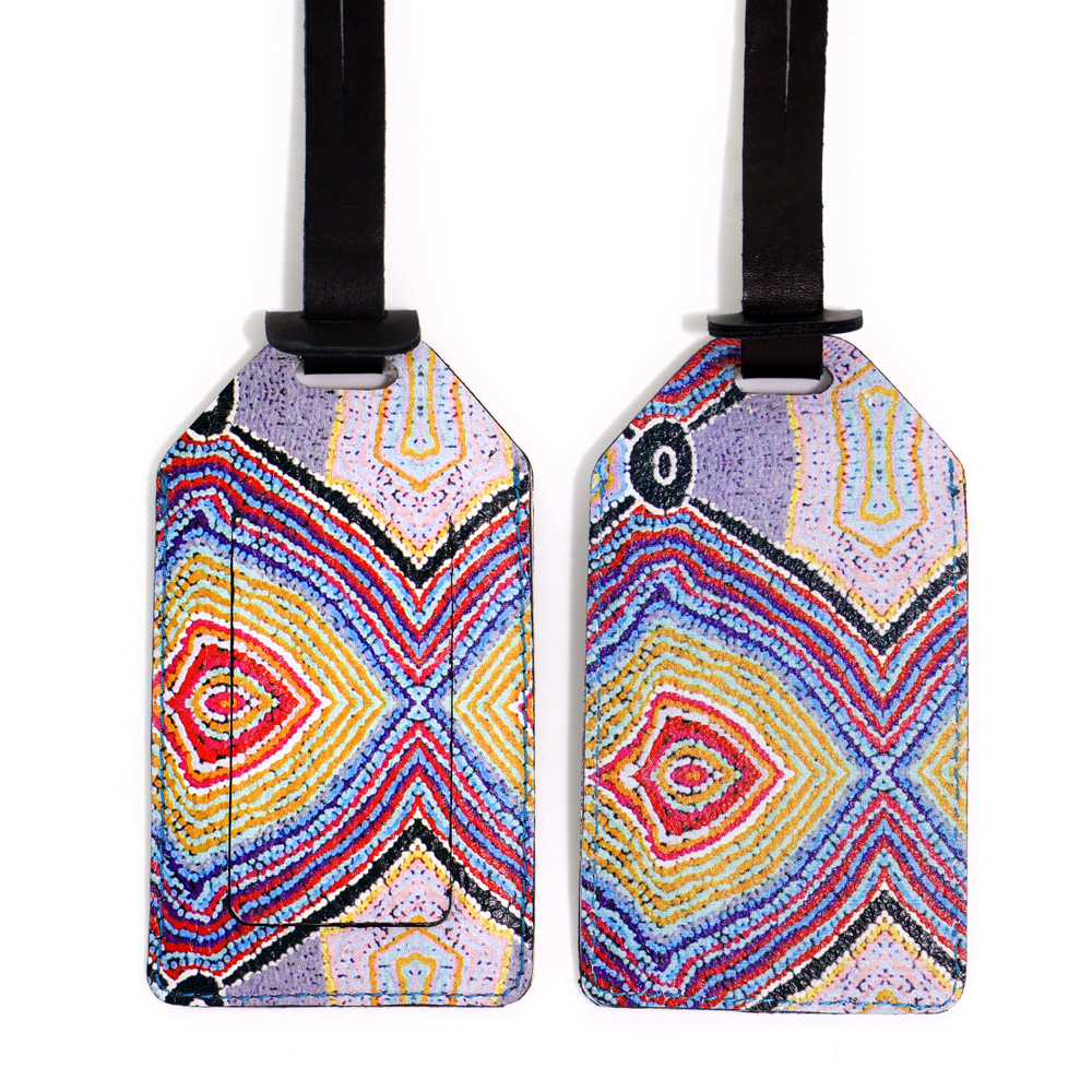 Printed Leather Luggage Tag - 11.5 x 6.5cm -LWA624