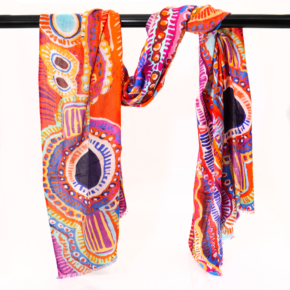 Wool,Silk scarf - 200x70 cm-MNM619