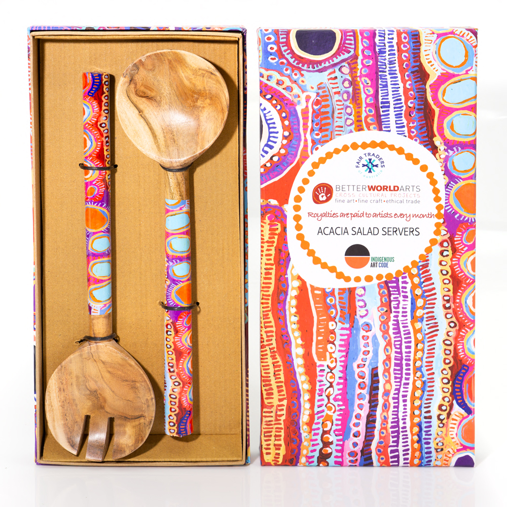 ACACIA SALAD SERVERS FANCY BOX - Servers Length : 25cm-MNM619