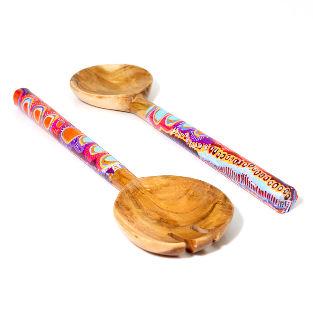 ACACIA SALAD SERVERS FANCY BOX - Servers Length : 25cm-MNM619