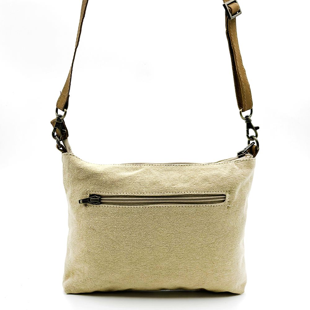 Cross Body Bag- Leather Trimmed 24.8x20cm-PST604