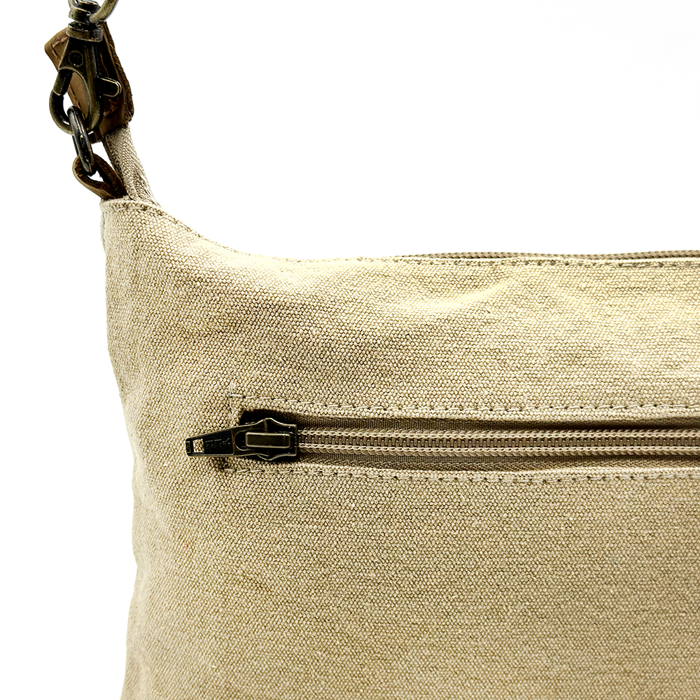 Cross Body Bag- Leather Trimmed 24.8x20cm-PST604