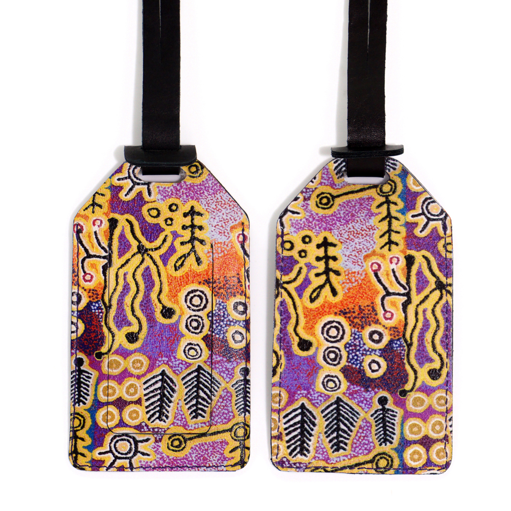 Printed Leather Luggage Tag - 11.5 x 6.5cm -PST604