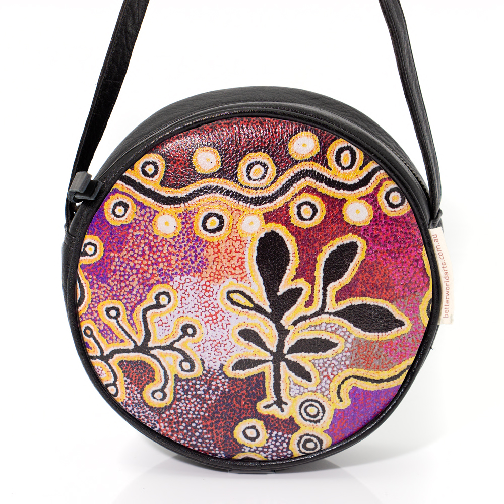 Round Bag - Printed Leather -D: 20cm, W: 5cm-PST604