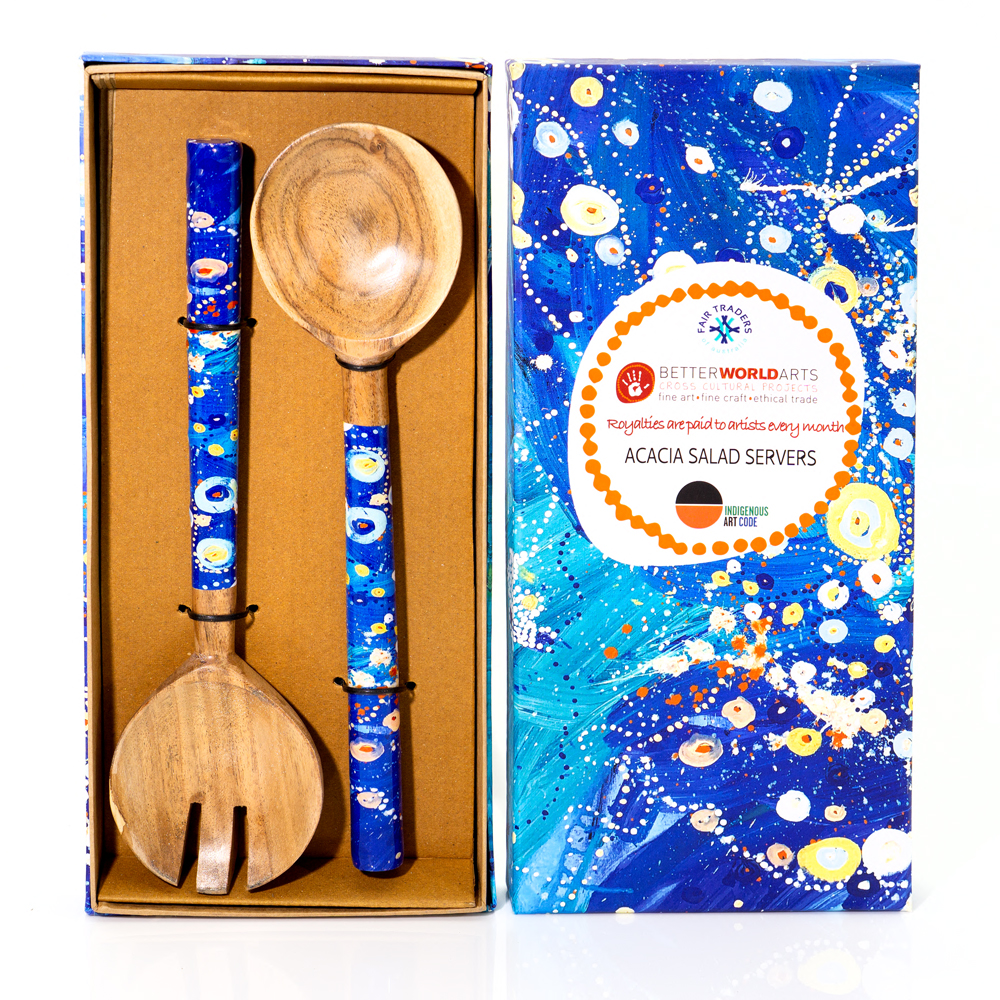 ACACIA SALAD SERVERS FANCY BOX - Servers Length : 25cm-SJN668