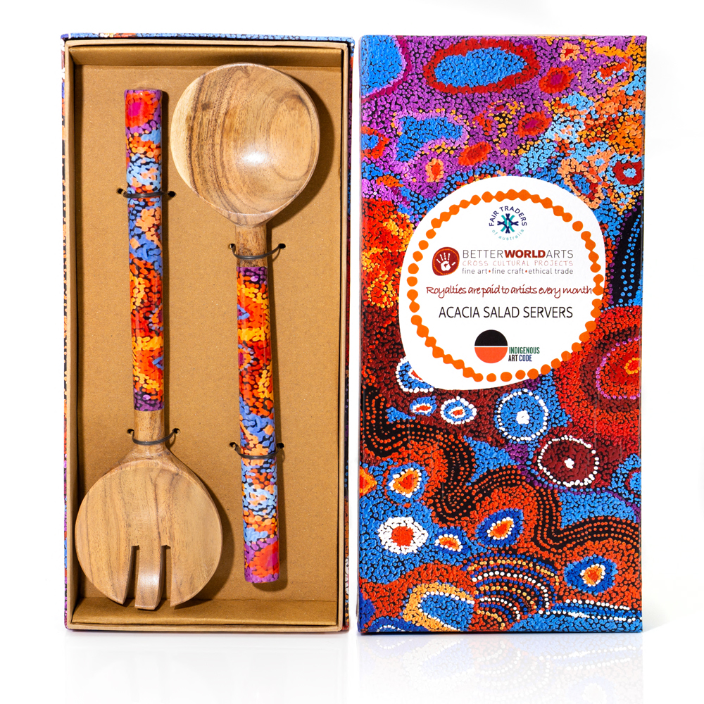 ACACIA SALAD SERVERS FANCY BOX - Servers Length : 25cm-AAD777