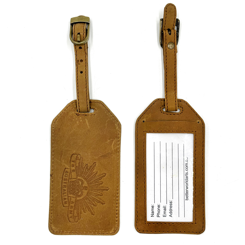 Leather Luggage Tag Embossed - 13.5 x 7cm -AAT030