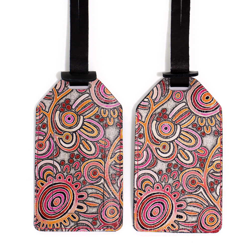 Printed Leather Luggage Tag - 11.5 x 6.5cm -BGD785