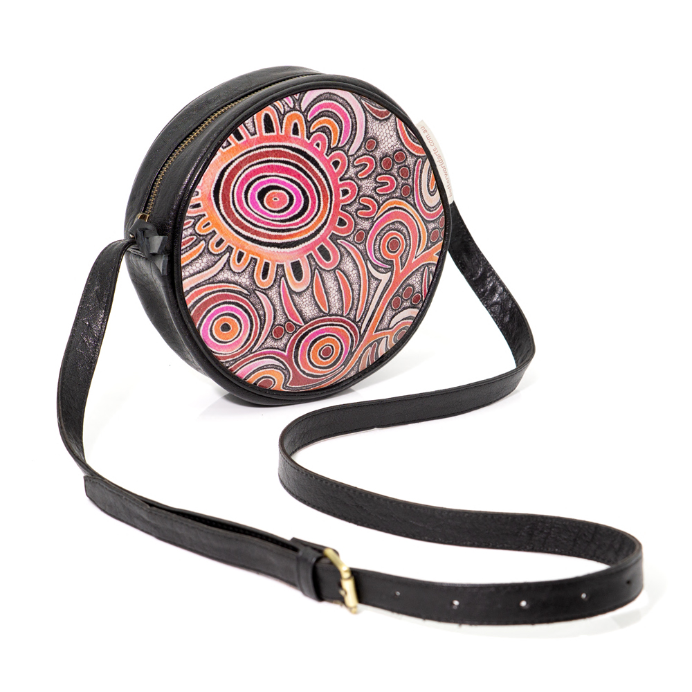 Round Bag - Printed Leather -D: 20cm, W: 5cm-BGD785