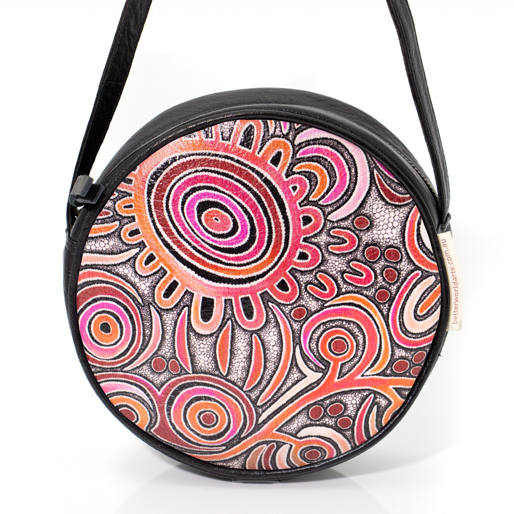 Round Bag - Printed Leather -D: 20cm, W: 5cm-BGD785