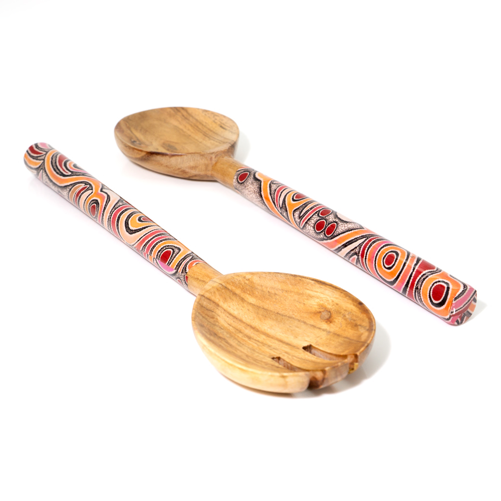 ACACIA SALAD SERVERS FANCY BOX - Servers Length : 25cm-BGD785