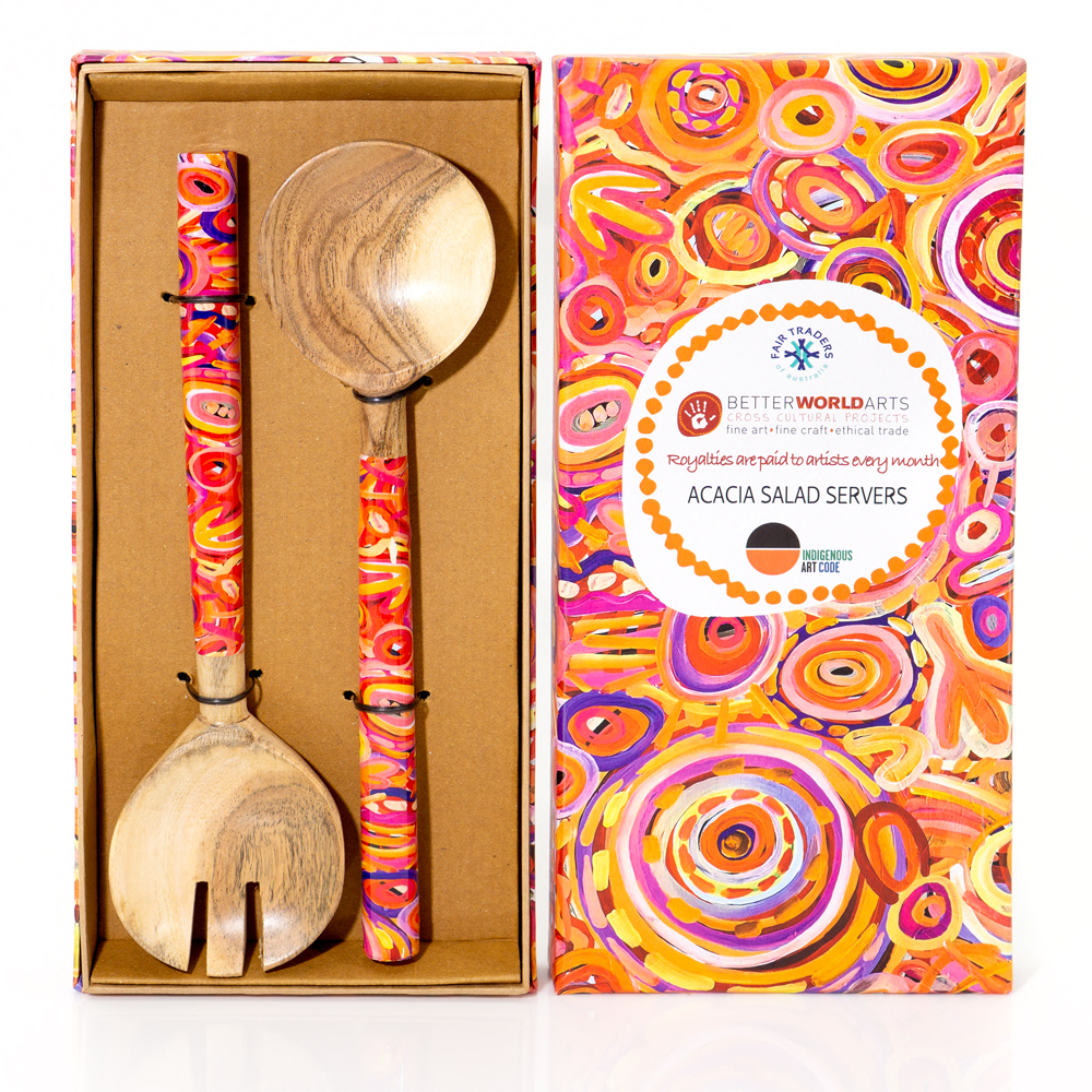 ACACIA SALAD SERVERS FANCY BOX - Servers Length : 25cm-CVA714