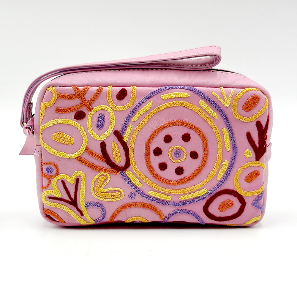 Leather Emb Toiletry Bag - 18 x 10.5 x 6cm-CVA714