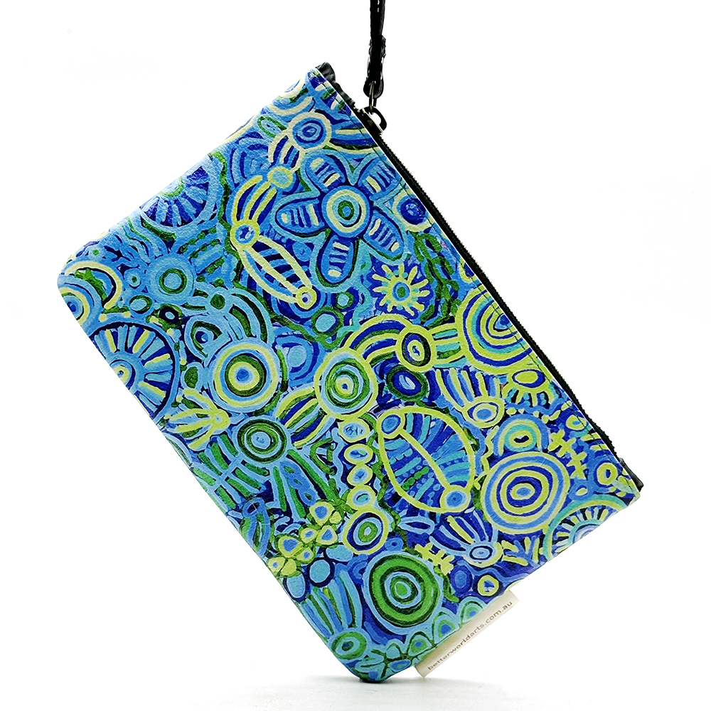 Printed Clutch Bag Leather- 14x22.5cm- CVA748