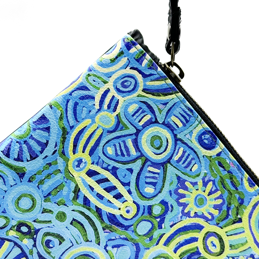 Printed Clutch Bag Leather- 14x22.5cm- CVA748