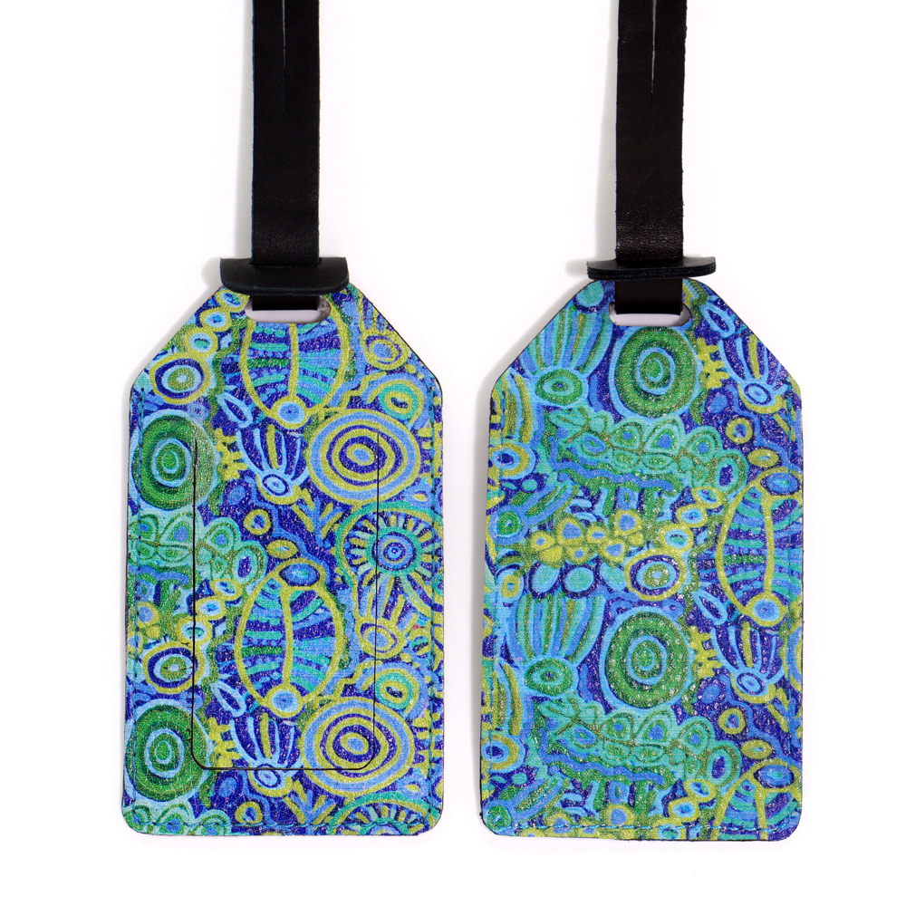 Printed Leather Luggage Tag - 11.5 x 6.5cm -CVA748