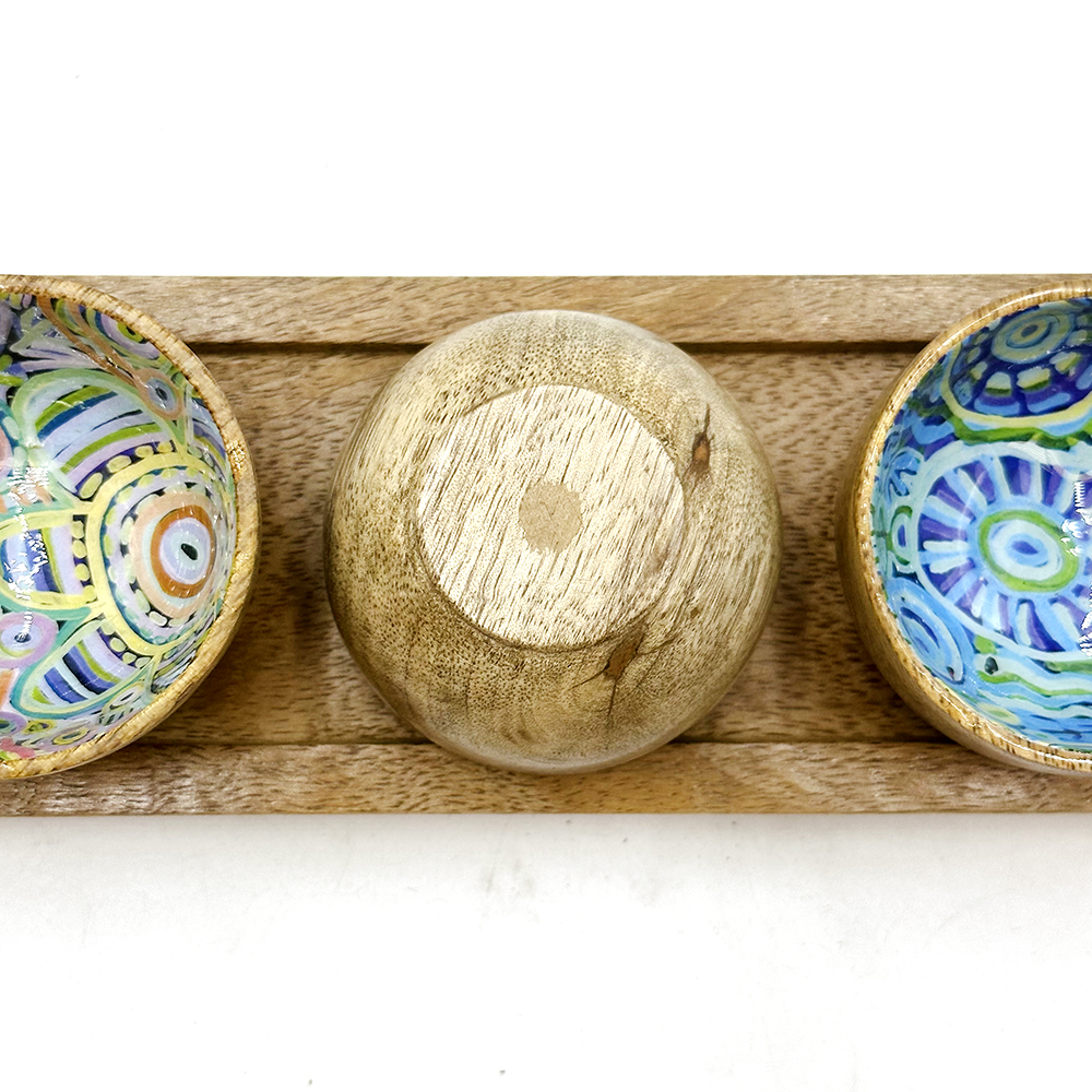 Tiny Bowls - Set of 3 - Platter: 23x7.5x2 cm, Bowls: L 6.5, H 3.5 cm-CVA748