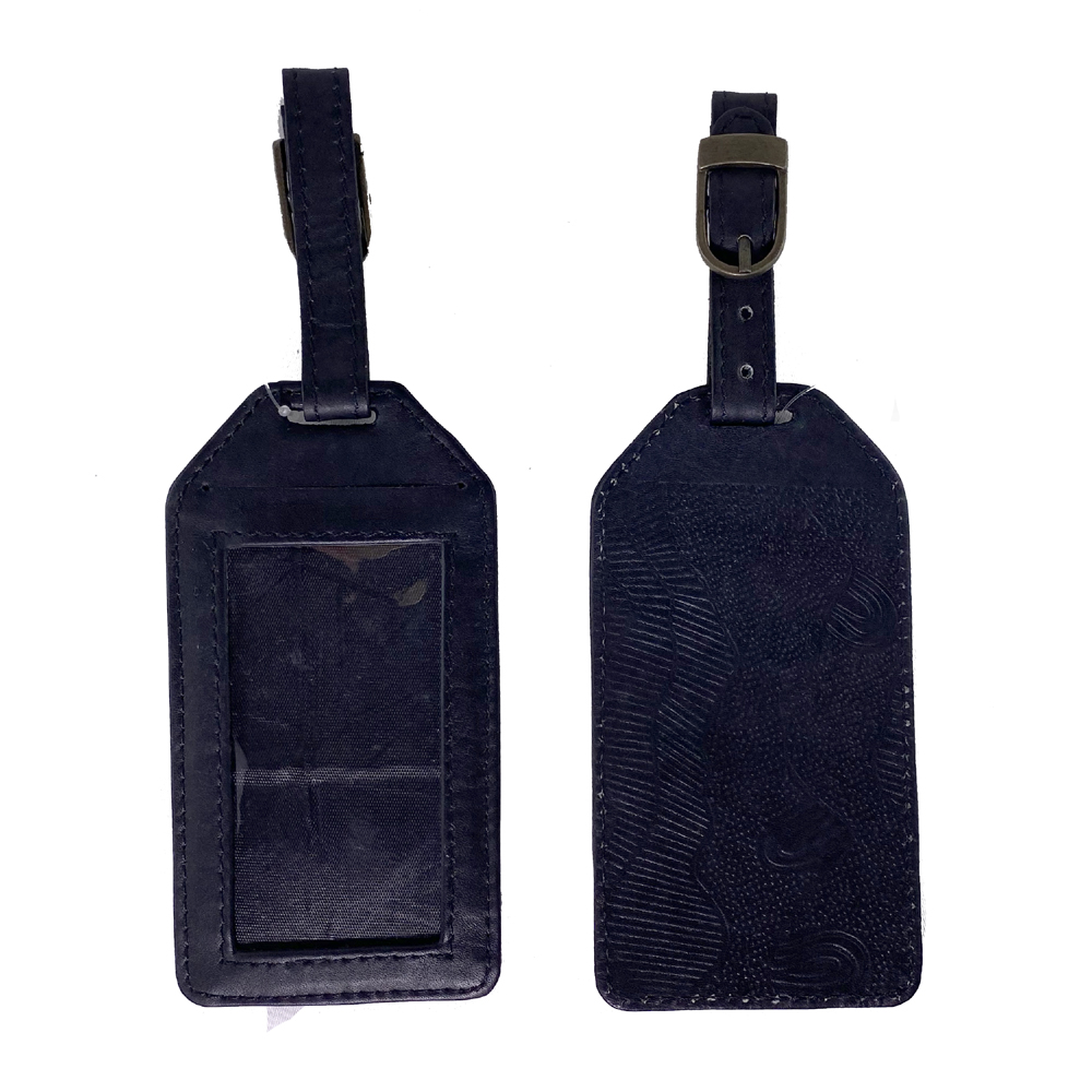Leather Luggage Tag Embossed - 13.5 x 7cm -DYB922