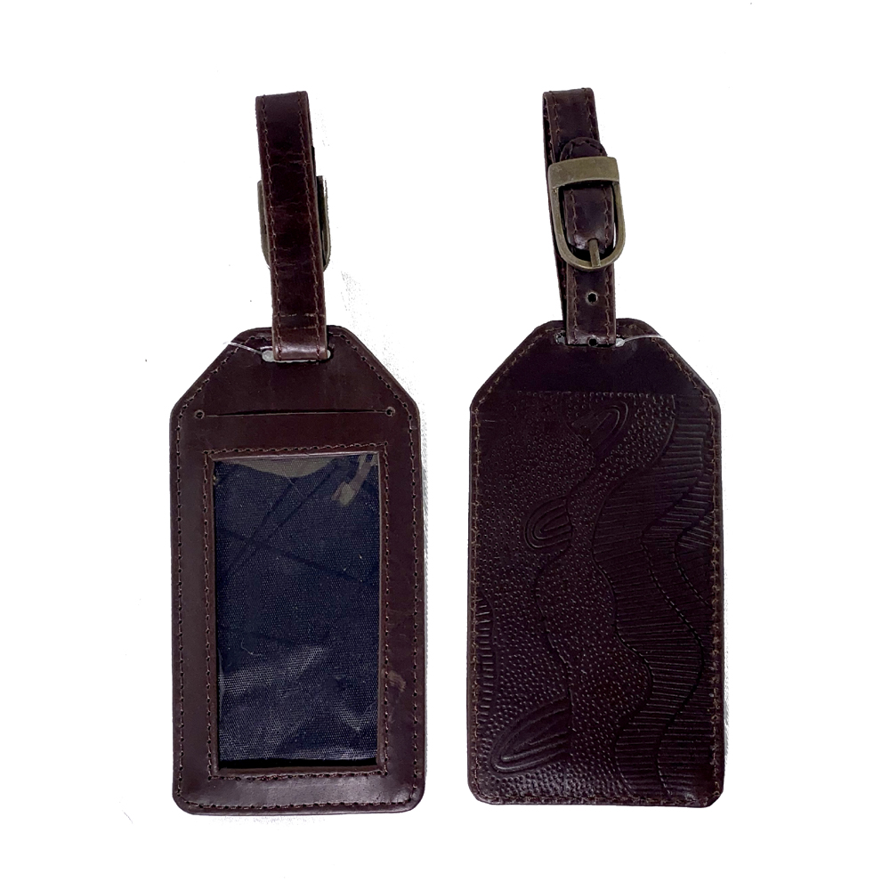 Leather Luggage Tag Embossed - 13.5 x 7cm -DYC922