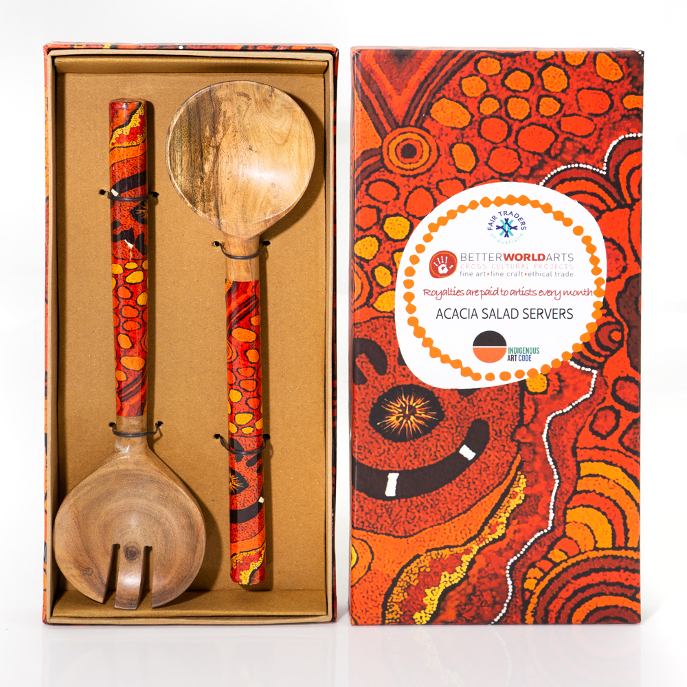 ACACIA SALAD SERVERS FANCY BOX - Servers Length : 25cm-DYM993