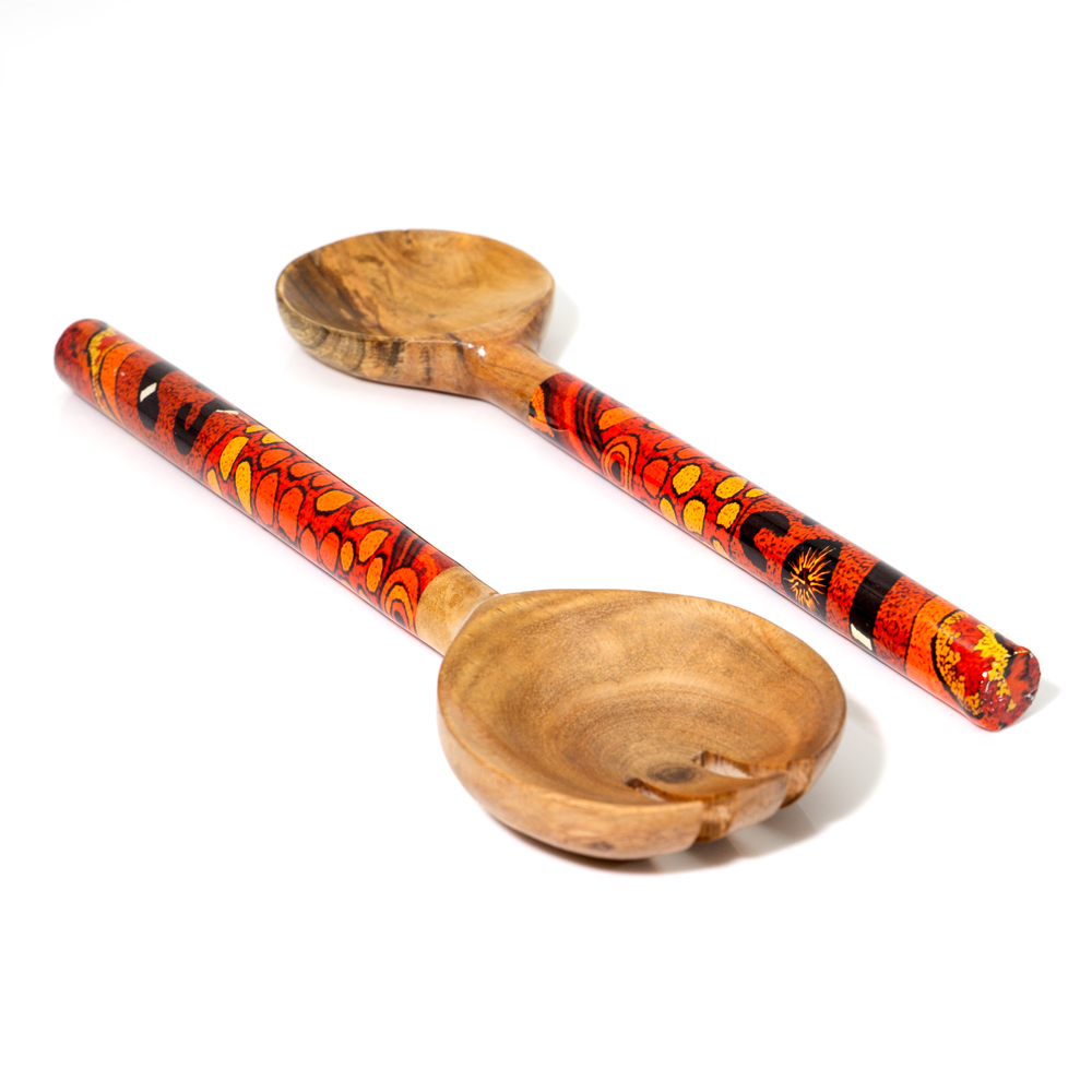 ACACIA SALAD SERVERS FANCY BOX - Servers Length : 25cm-DYM993
