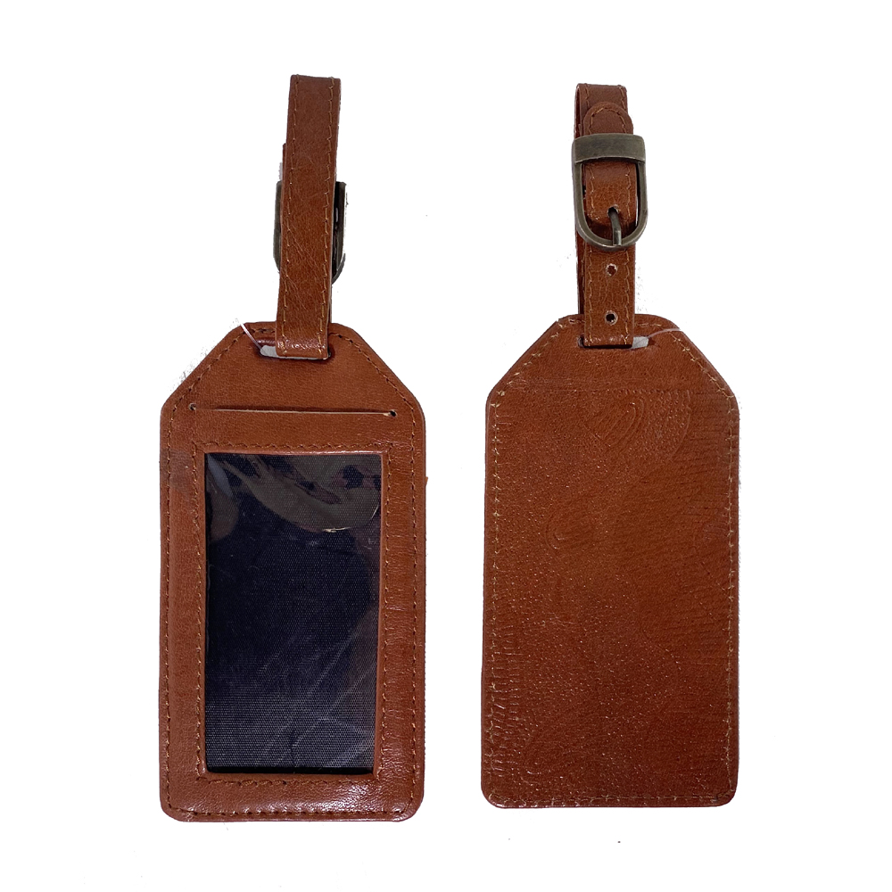 Leather Luggage Tag Embossed - 13.5 x 7cm -DYT922