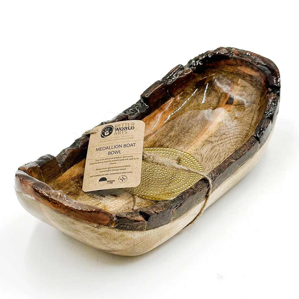 Medallion Boat Bowl - 29 x 12.5 x 7.5 cm-OWI766