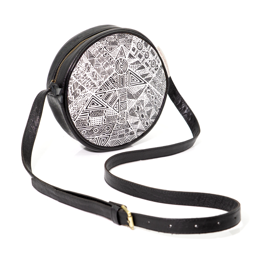 Round Bag - Printed Leather -D: 20cm, W: 5cm-SIT179