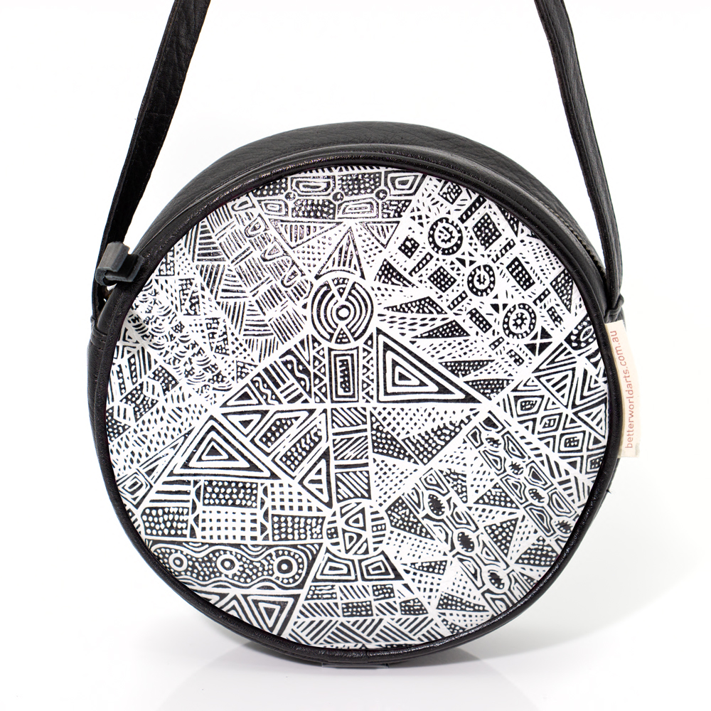 Round Bag - Printed Leather -D: 20cm, W: 5cm-SIT179