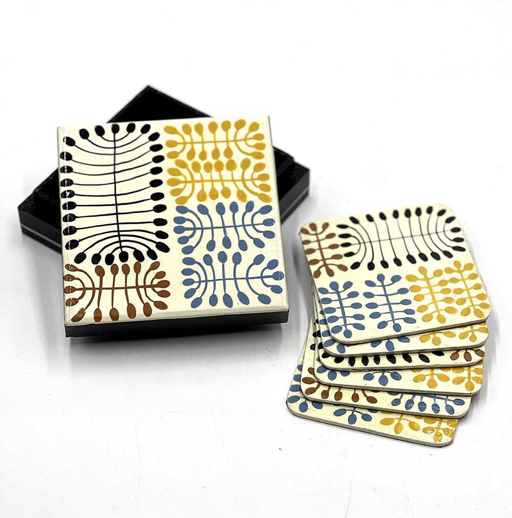 Coaster Set - 3.8x11x11cm-MNA339