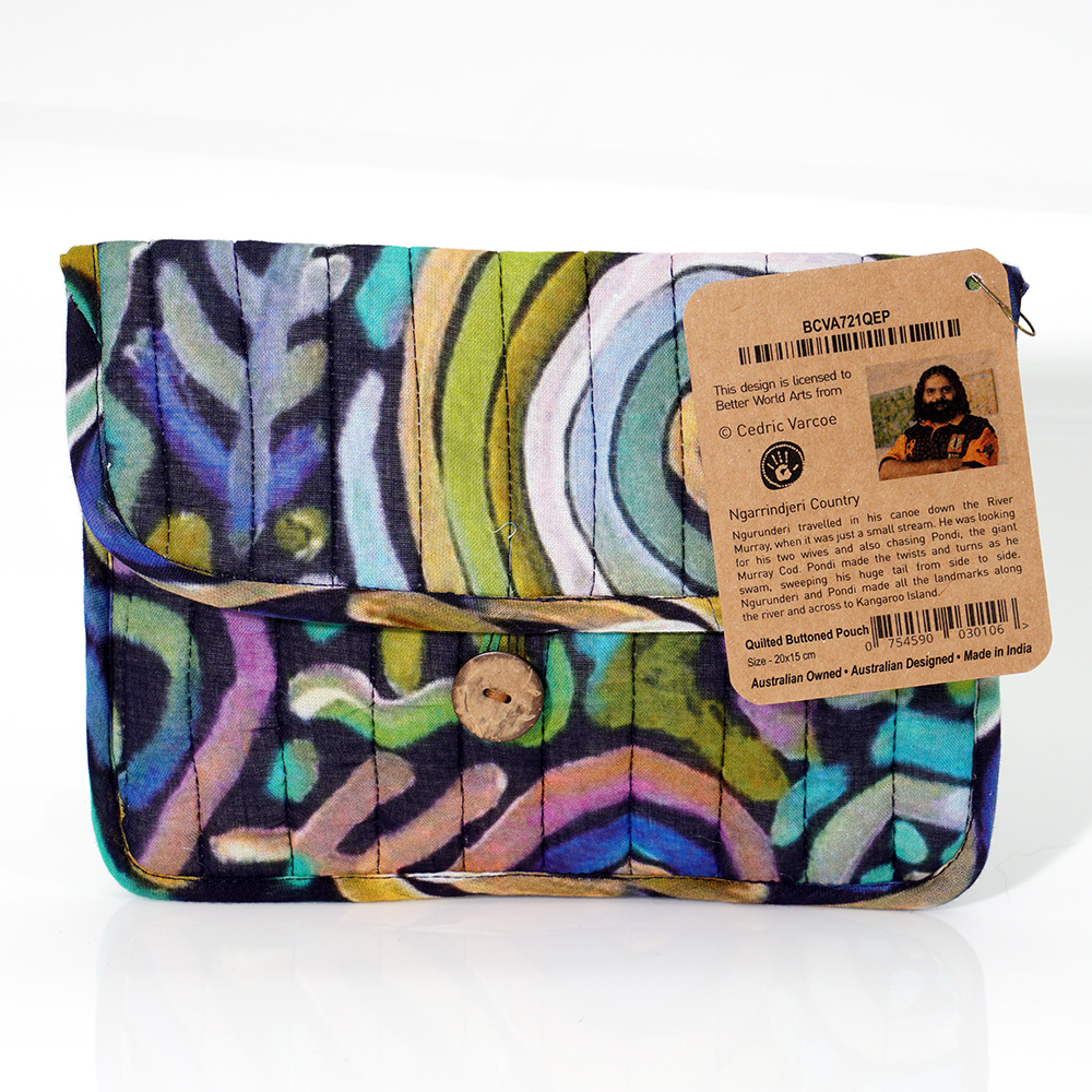 Quilted Buttoned Pouch 20.5X16CM-CVA721